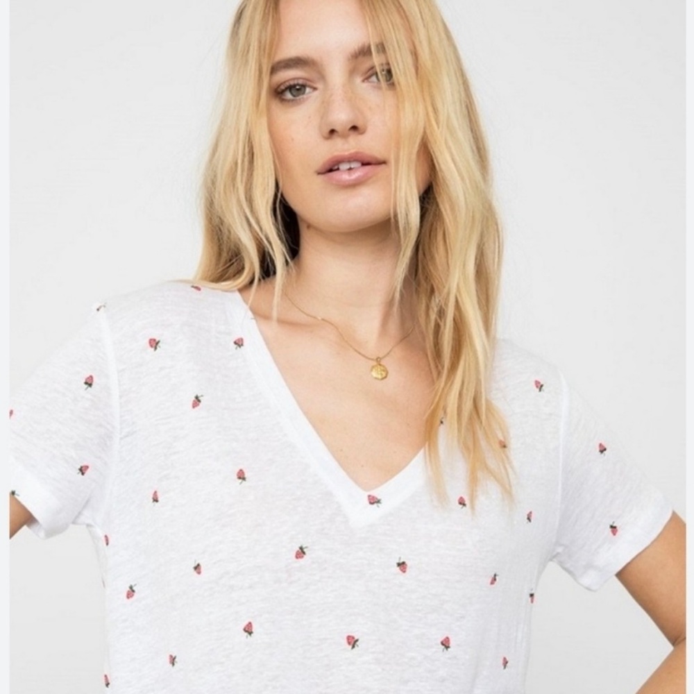 Rails Strawberry Fields Cara Linen Blend V-Neck T… - image 7